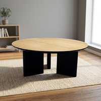 Table basse ronde moderne en bois, table d'appoint en bois massif, durable et facile à nettoyer, ensemble de meubles de salon
