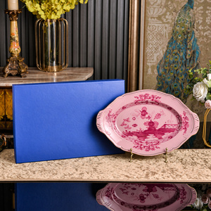 Juego de vajilla de porcelana rosa vintage con diseño floral bajo esmalte, estilo italiano, platos y cuencos de cerámica con caja de regalo para banquetes. - Product Image 6