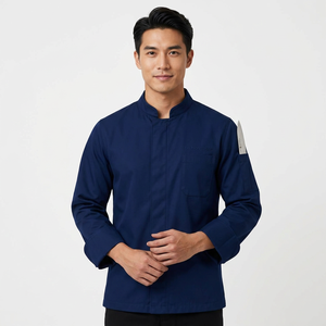 ชุดเชฟสีดำ ผ้าฝ้าย 100% แขนยาว ระบายอากาศได้ดี สำหรับร้านอาหาร โรงแรม ผู้ผลิต OEM จำหน่ายส่ง - Product Image 1