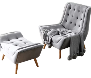 Modern Tufted Upholstered <b>Lounge</b> <b>Chair</b> Wood Legs Linen Fabric Home Furniture Apartment Bedroom Living- Room Dining Home Office - Product Image 2
