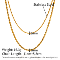 Maximum april april — collier en acier inoxydable plaqué or 14k, collier à Double épaisseur, vintage et minimaliste, corde tordue, pour femmes