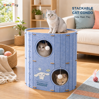 En gros, Lit pour chat en feutre multicouche, universel toutes saisons, bleu, mignon, avec structure d'escalade, maison-caverne et cachette, lavable