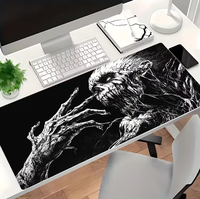 Grand tapis de bureau pour jeux vidéo Dark Skeleton Monster, noir et blanc, art gothique, XXL, tapis de souris
