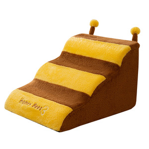 Honey Bees Pet Staircase For Dogs Soft <b>Plush</b> Steps With Non-Slip Surface For Puppies And Senior Dogs - Product Image 1