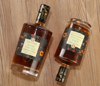 Bespoke botol kaca Emboss, Label pribadi Logo Emboss 500ml 750ml bening botol wiski kaca Gin Rum Brandy Vodka botol kosong Tequila 700ml