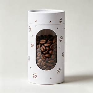 Boîte cylindrique en papier écologique avec fenêtre transparente, tube en papier recyclable pour l'emballage des grains de café, pour la vente en gros de café. - Product Image 6