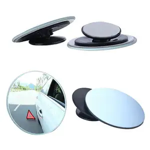 Rétroviseur de voiture rétroviseur rond auxiliaire réglable à 360 degrés angle mort sans bordure grand angle 2 Pack Mini miroir convexe