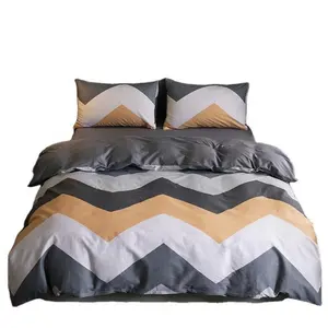 melhores lençóis de seda amazon Suppliers-Conjunto de cama listrado de algodão estilo nórdico, 4 peças, moda simples, nova, melhor venda, amazon, quente