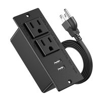 Regleta de Enchufes Empotrable para Escritorio, Tamaño Pequeño, con Puerto USB-A, Extensor de Enchufe Oculto para Mostrador/Pared