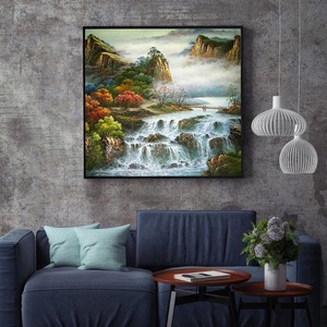 Pintura al Óleo China Moderna sobre Lienzo Tradicional Antiguo, Paisaje de Cascada y Montaña con Escenografía BC201304174 N - Product Image 5