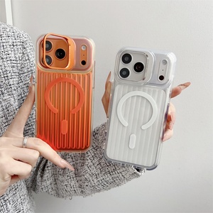 Corrugated Gradient Color Phone Case for iPhone 17 Pro Lens <b>Stand</b> Cell Phone Cover with Bracket for iPhone 17 Air 16Plus 16Pro - Product Image 6