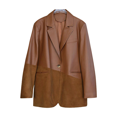2197 Ladies Business Formal Two Pieces Set Brown Black Women Blazer and Pant Suit With Sashes Customized for Autumn