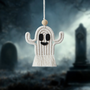 Cadeau de vacances tissé à la main drôle mignon effrayant lanière blanc coton Gost blanc <span class=keywords><strong>Halloween</strong></span> pendentif <span class=keywords><strong>décoration</strong></span> de <span class=keywords><strong>porte</strong></span> de voiture - Product Image 5