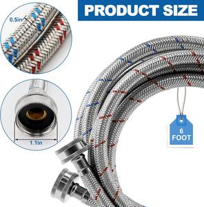 Manguera de Entrada para Lavadora de Agua Fría y Caliente, de Acero Inoxidable 304, Manual, Paquete de 2, Trenzada, para Uso en Exteriores y Hoteles - Product Image 2