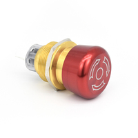 Bouton-poussoir d'arrêt d'urgence HUSA 19 mm à tête plate en métal, 24 V 3 A 1NO1NC, étanche IP65, à verrouillage, pour commande de machines industrielles