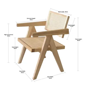 Chaise de salle à manger en rotin tressé et bois massif avec design artistique à mortaise et tenon pour la maison, le balcon ou le bureau - Product Image 6