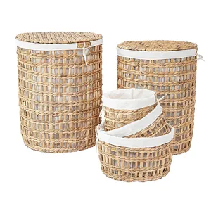 Best Selling Creative Cylindrical Hollow Woven Laundry Basket Woven Basket Decor