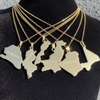 Collier avec pendentif carte de la Tunisie et noms des villes, bijoux tunisiens, Tunisie, hommes, femmes, filles