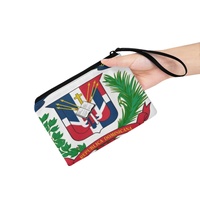 Dompet Koin Warna Campuran Modis Poliester Bendera Republik Dominika Dompet Mini Ritsleting Portabel untuk Penggunaan Sehari-hari Wanita