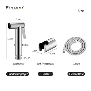 PINEBAY売れ筋非電気ポータブルビデ噴霧器水圧制御トイレシャッタフSUS304女性ハンドヘルドシャッタフセット
