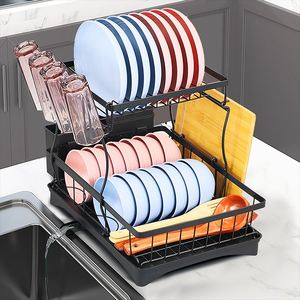 Nouveau design Organisateur de support de vaisselle en fil métallique pour le séchage de la cuisine à deux niveaux - Product Image 4
