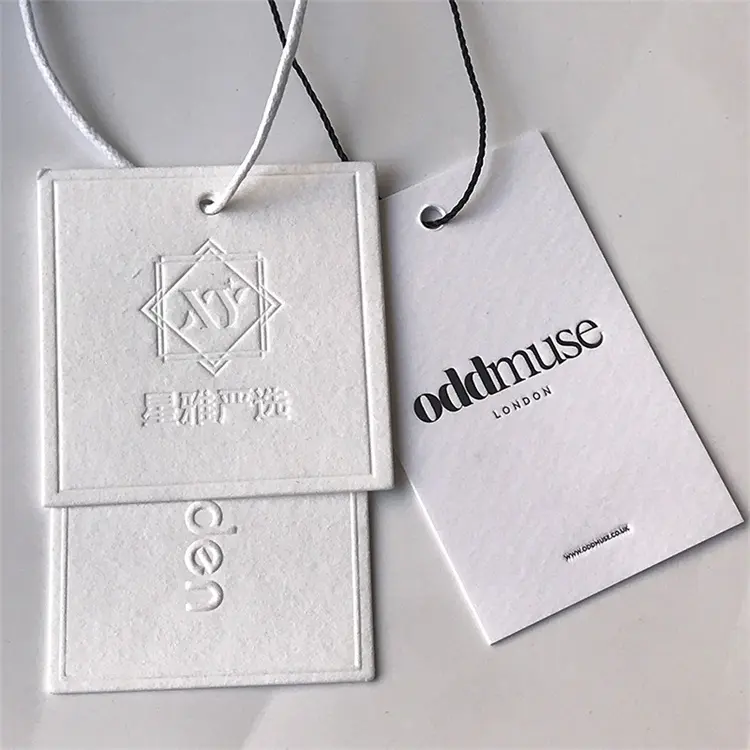 Embossed Hangtags Colored Price Tags Hang Paper Tag Brand Name Tags Custom Labels for Clothing Brand