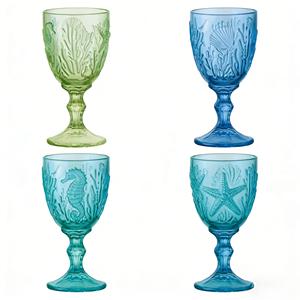 Juego de Copas de Vino <span class=keywords><strong>Artland</strong></span> Marine Modernas y Elegantes, Copas Verdes, Juego de 4, Capacidad de 250 ml, Empaque Personalizado, Diseño en Relieve - Product Image 1