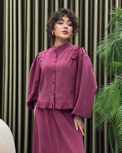 Ensemble <span class=keywords><strong>Femme</strong></span> ACEzung Col Montant Manches Longues Chemise Jupe Longue Élégant Bureau Été Tailleur <span class=keywords><strong>Femme</strong></span> 2 Pièces - Product Image 5