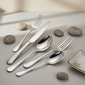 Ensemble de couverts en acier inoxydable poli miroir argenté, 5 pièces (fourchettes, cuillères, couteaux) – Talheres Para Restaurante - Product Image 1