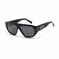 QSKY 2026 Lunettes de soleil polygonales rétro vintage surdimensionnées unisexe, polarisées TAC UV400, ODM OEM, lunettes de soleil tendance