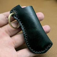 Étui pour briquet jetable en cuir pleine fleur fait main avec clip porte-clés, protection contre les chocs et les rayures