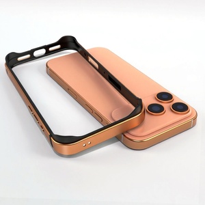 Coques de téléphone hybrides en métal et silicone à succès pour <span class=keywords><strong>iPhone</strong></span> 17 14 15 16 Pro Max – Accessoires de protection légère et rafraîchissante - Product Image 3