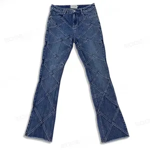 EDGE DENIM Custom Blue Black Flare Bootcut Stacked Jeans Pant Men Top Quality For Men