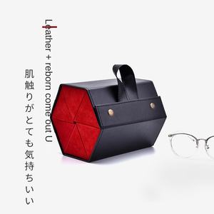 Grande boîte de lunettes de soleil faite à la main qualité en cuir PU multi-carreaux nouvelle boîte fonctionnelle bijoux lunettes stockage Rectangle lunettes boîte-cadeau - Product Image 3