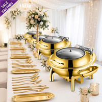 Ensemble de réchauds de buffet dorés pour banquets, mariages, événements, fêtes, décoration de table, chauffe-plats pour la restauration