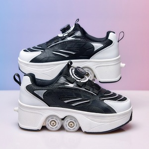 Mode Deformeerbare Roller Sneakers 2-in-<span class=keywords><strong>1</strong></span> Skate schoenen Intrekbare Verborgen Wielen Draaibare Gesp Aangepaste Logo voor Streetwear - Product Image 3