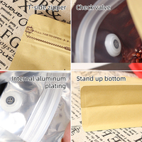 Sachets plats en aluminium noir imprimés sur mesure, recyclables, en PE, pour café, 250g, 500g, 1kg, 12 Oz, avec valve pour sucre et chips