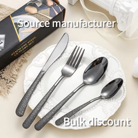 Usine OEM/ODM Dingyong, vaisselle occidentale, luxe léger, motif rétro, couteau et fourchette en acier inoxydable poli miroir, ensemble d'ustensiles de table
