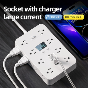 Ổ cắm điện chính bán buôn có cổng USB, hiển thị thời gian, màu trắng, dài 1.5 mét, chuẩn Mỹ - Product Image 3