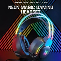 Audífonos para Juegos Onikuma X26 RGB LED, Diseño Sobre la Oreja, Resistentes al Agua IPX5, Cable de 2.2m, Códec AAC, Conexión por Cable