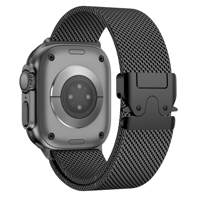 49mm Natural Titanium Milanese Loop Compatible with Apple Watch Ultra 2 Men's Parachute Buckle Stainless Steel Mesh Band 46mm