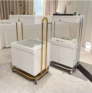 Nouveaux chariots de beauté haut de gamme 2026, outils de salon de beauté, chariots de salon multifonctions à roulettes, cadre doré, chariots de beauté avec double rangement - Product Image 1