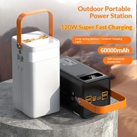 Meilleure vente : Batterie externe 120W grande capacité 60000mAh à charge rapide avec poignée, logo personnalisé pour le camping et le streaming en direct