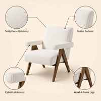 Fauteuil d'appoint moderne en bois massif, rembourré en tissu, pour salon, hôtel, salle à manger