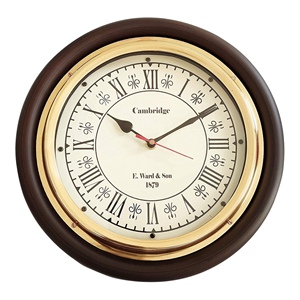 Horloge murale de bureau classique 16 pouces en laiton et bois, accessoires de décoration intemporels avec un design intemporel, cadran facile à lire, fiable et silencieuse - Product Image 3
