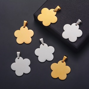Pendentif vierge en acier inoxydable en forme de fleur, breloque en métal poli miroir pour chien, pendentif vierge antirouille pour la fabrication de bijoux DIY - Product Image 1