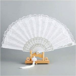 Abanico de mano plegable de encaje para mujer, personalizado con estampado musical, decoración para bodas, adorno para el hogar, accesorios de baile pintados ecológicos - Product Image 6