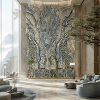Grande dalle de marbre bleu Shangri-La naturel poli pour mur d'accentuation de luxe, îlot de cuisine, comptoir et meuble-lavabo de salle de bain