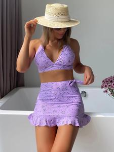 3 조각 비키니 세트 스커트 넥타이 염색 끈 팬티 목욕 세트 여성 수영복 여성 수영복 비치웨어 수영 레이디 여름 - Product Image 5