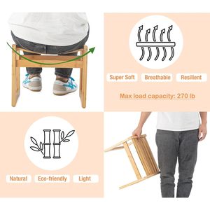 Bamboo <b>Bathroom</b> <b>Stool</b> 38x32x31cm Solid Wood Multi-Functional Chair <b>For</b> Home Living Room And <b>Bathroom</b> - Product Image 2